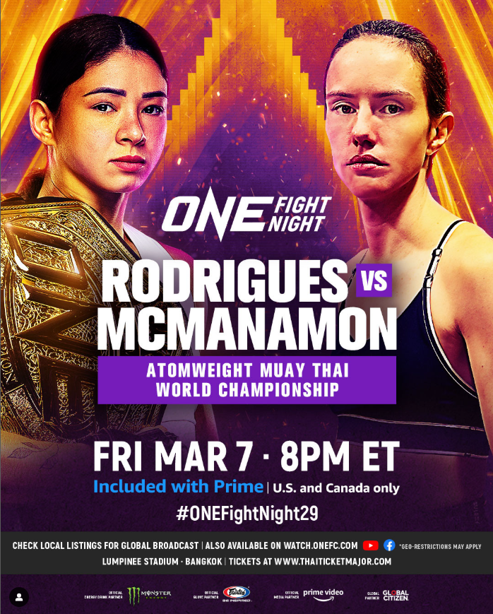 Rodrigues vs. McManamon: A Clash for the ONE Women’s Atomweight Muay Thai World Championship